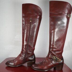 Women's Vince Camuto Burgundy Leather Over the Knee High Long Fashion Boots 7.5